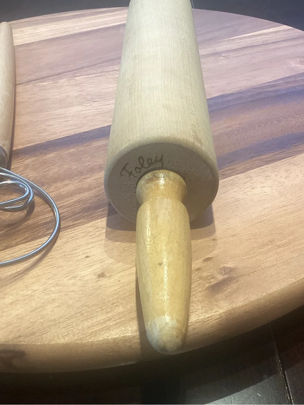Vintage | Foley Maple Rolling Pin with Ball Bearings and carved handles. EUC